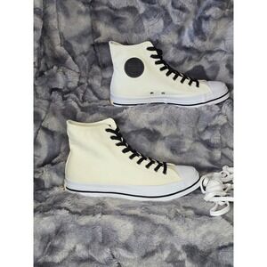 NWB HOOD Conference 55 HC White Black Canvas High Top Sneakers size 9 / 11 WMNS
